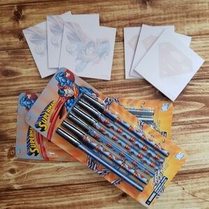Superman Ballpoint Pens Logo Set Office Sticky Notes DC Comics